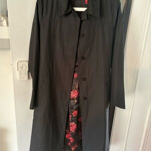 Via Spiga Black Coat with Red Floral Lining (PreOwned)